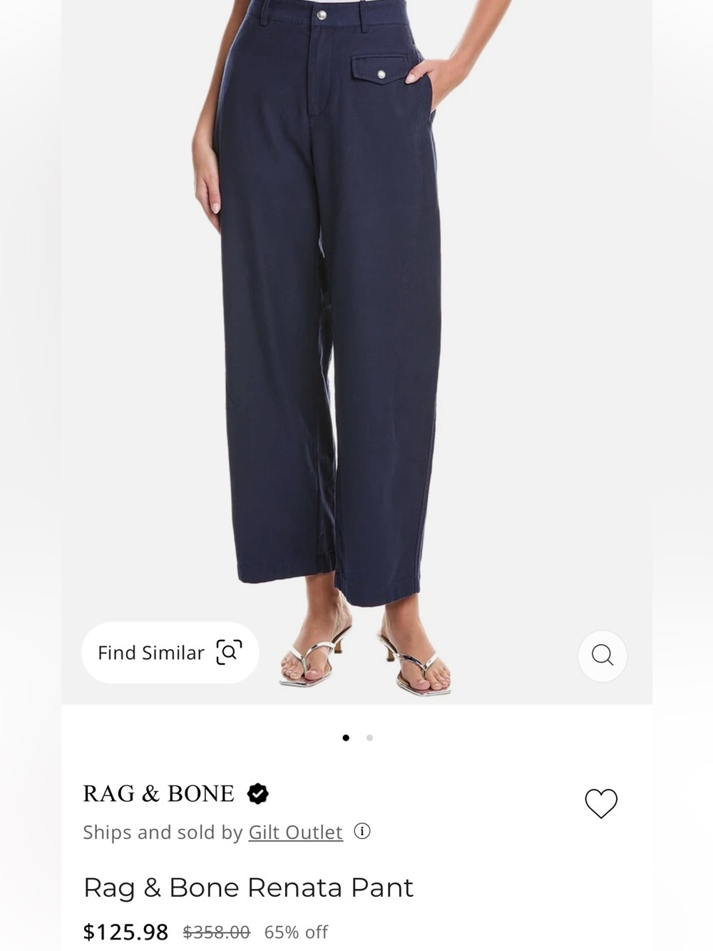 rag & bone Wide-Leg Pants in Navy- these ones are NOT short